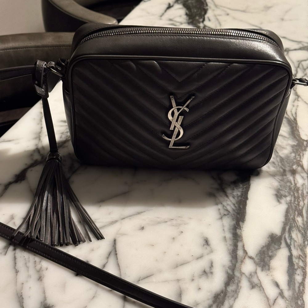 Yves Saint Laurent Asphalt Chevron Crossbody Bag